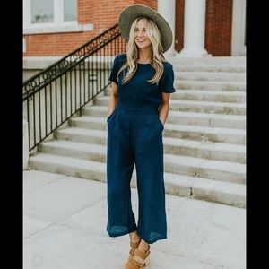 Worn once Roolee Petite Navy Jumpsuit
